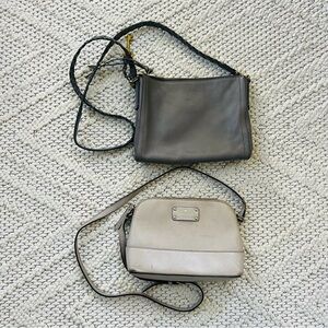 KATE SPADE Light Pink & FOSSIL Gray Crossbody Bags Leather Purses Lot of 2